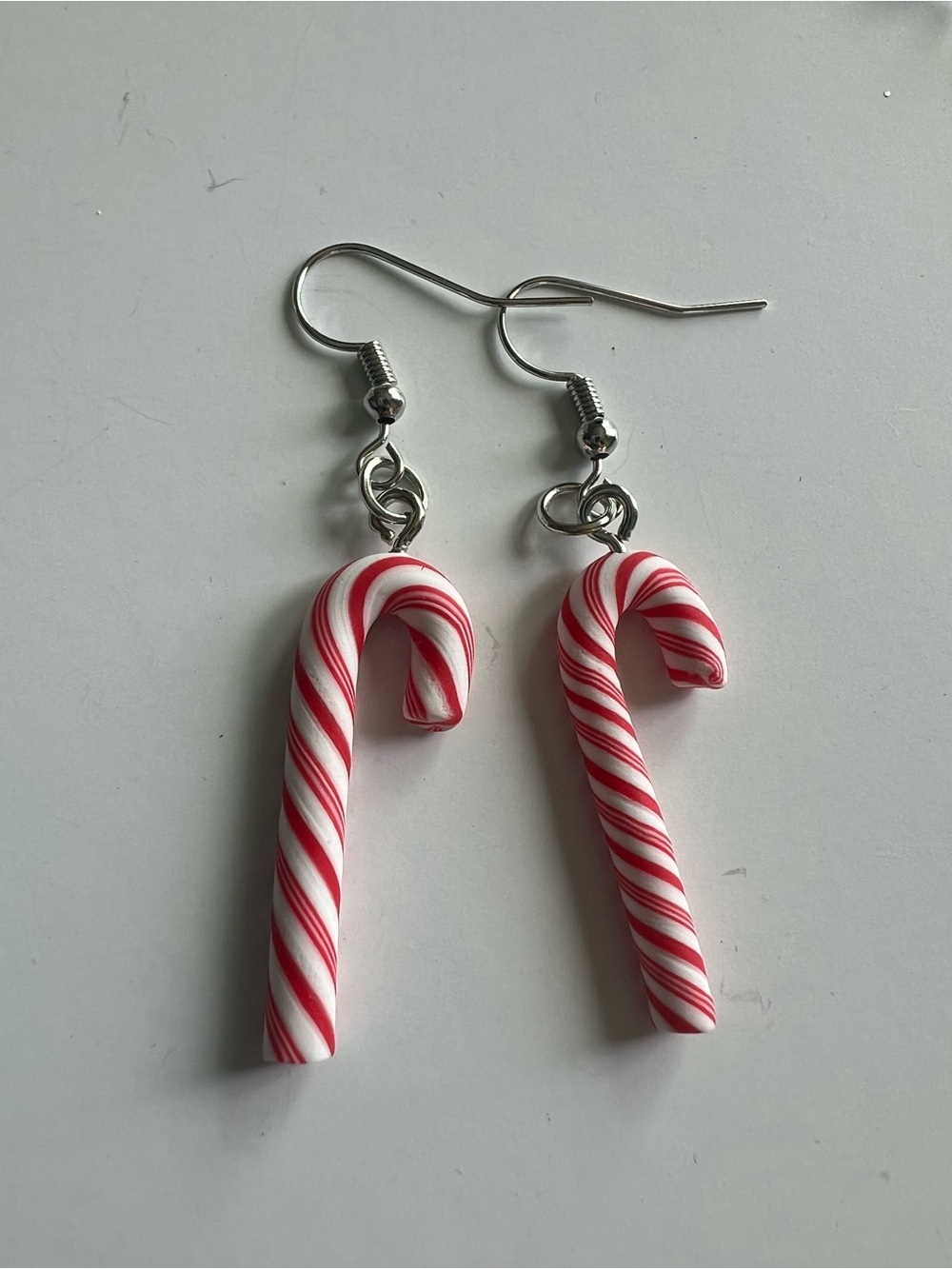 Festive Candy Cane & Snowman Dangle Earrings | Christmas Red and crystal - Picture 4 of 4